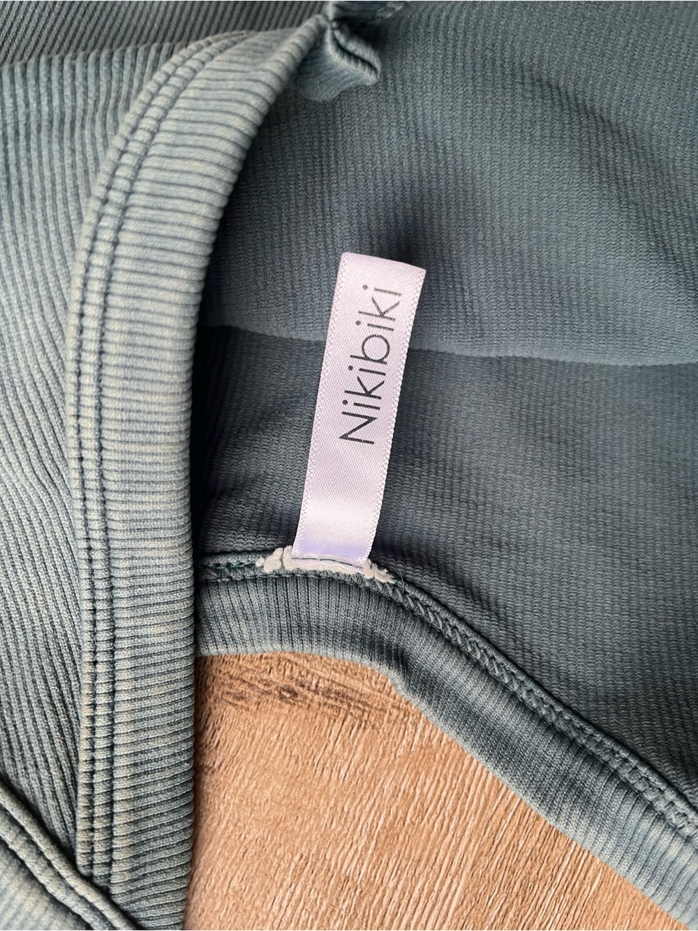 Nikibiki Olive Green Ribbed v neck crop top - Picture 2 of 2